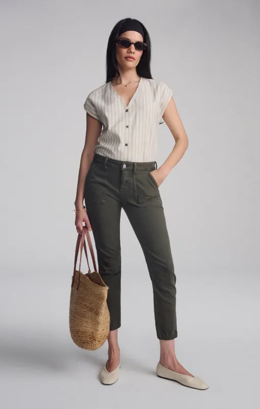 IVY SLIM CARGO IN MILITARY GREEN FLEX BLUE sold by Mavi