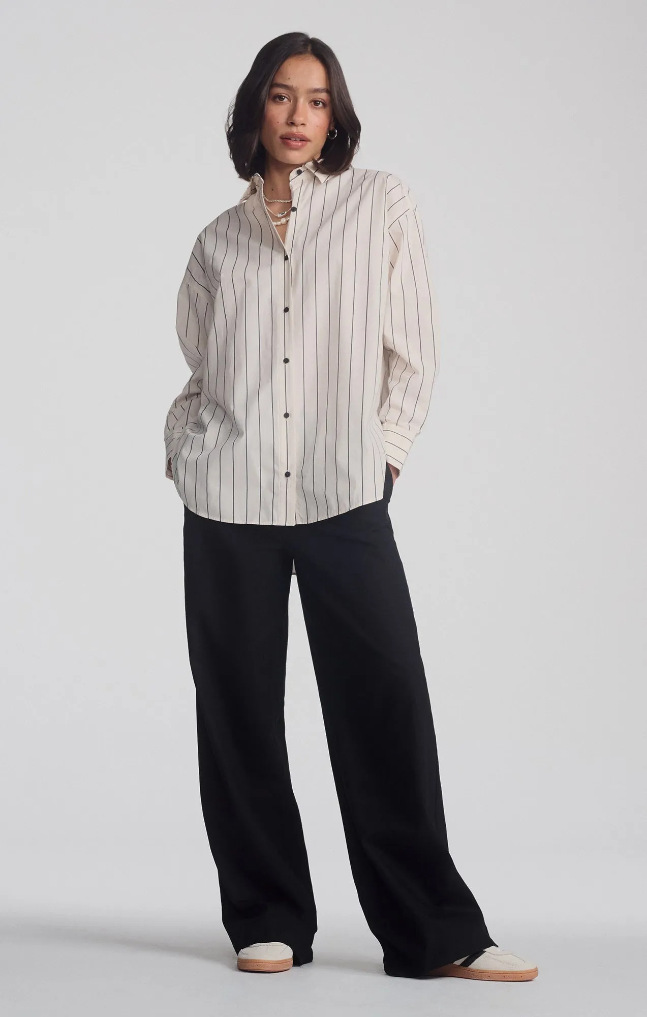 LONG SLEEVE BUTTON-UP SHIRT IN ANTRASIT STRIPE sold by Mavi