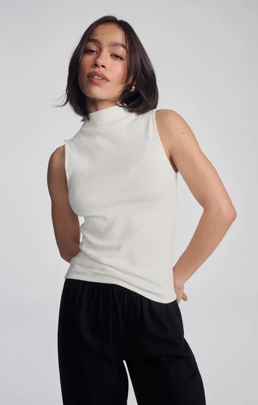 MOCK NECK TANK TOP IN ANTIQUE WHITE sold by Mavi