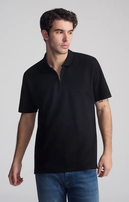 QUARTER ZIP POLO SHIRT IN BLACK sold by Mavi