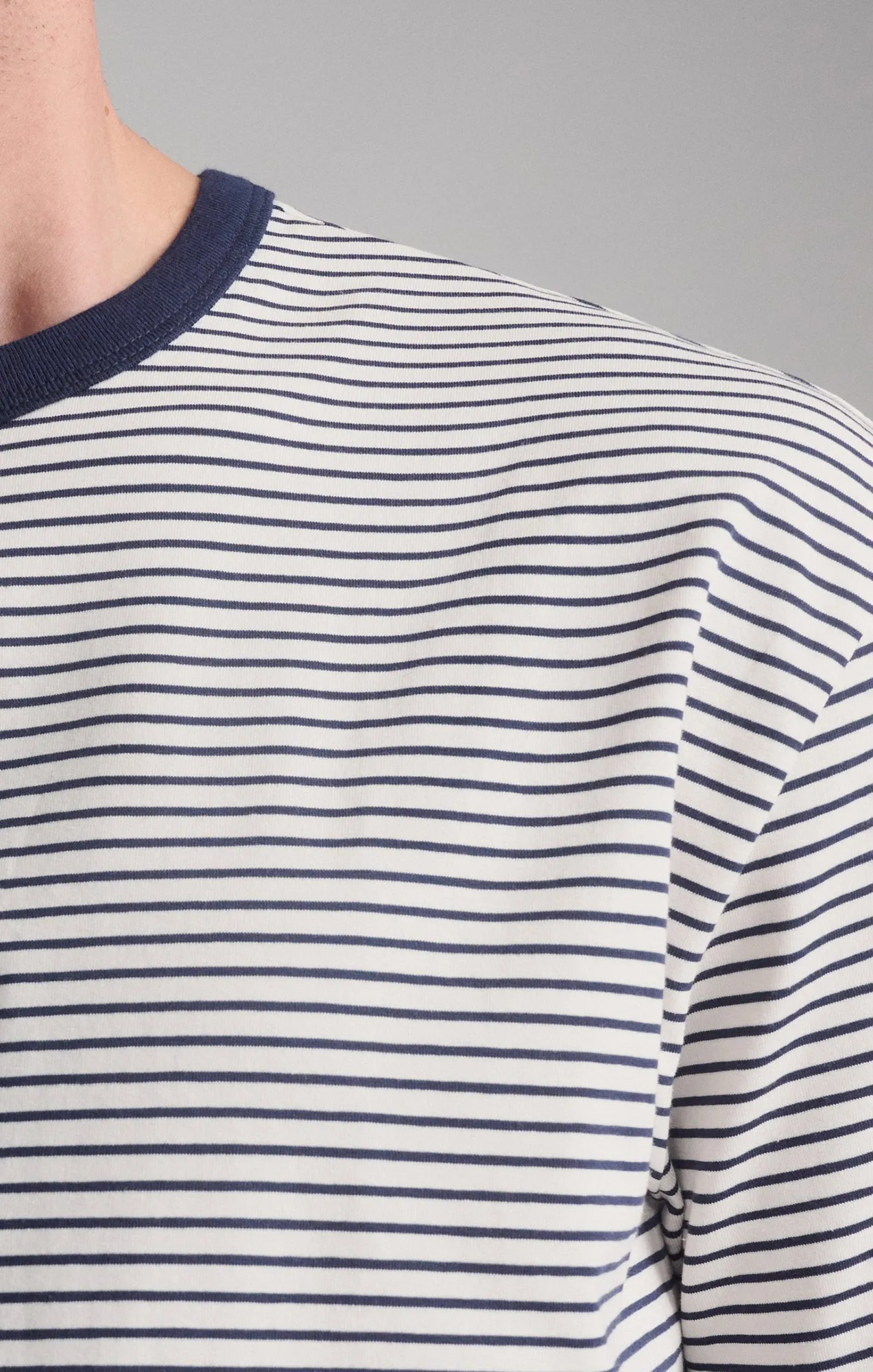 STRIPED SHORT SLEEVE CREW NECK T-SHIRT IN BLACK IRIS sold by Mavi product image thumbnail 5