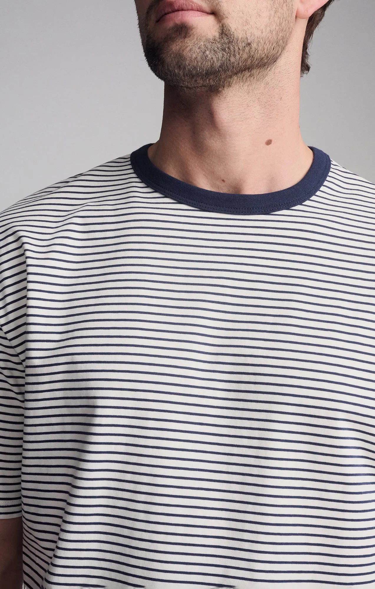 STRIPED SHORT SLEEVE CREW NECK T-SHIRT IN BLACK IRIS sold by Mavi product image thumbnail 4