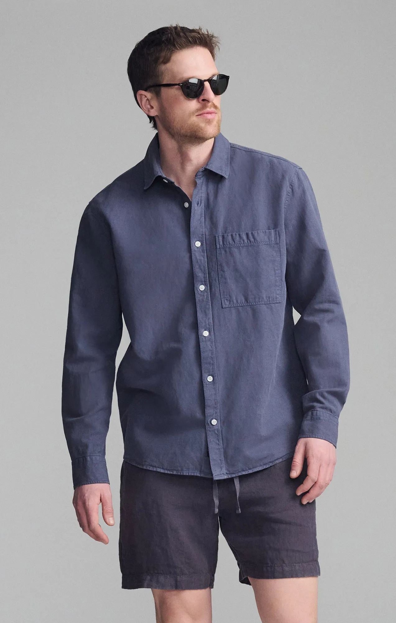 ONE POCKET LONG SLEEVE BUTTON-UP SHIRT IN OUTER SPACE sold by Mavi