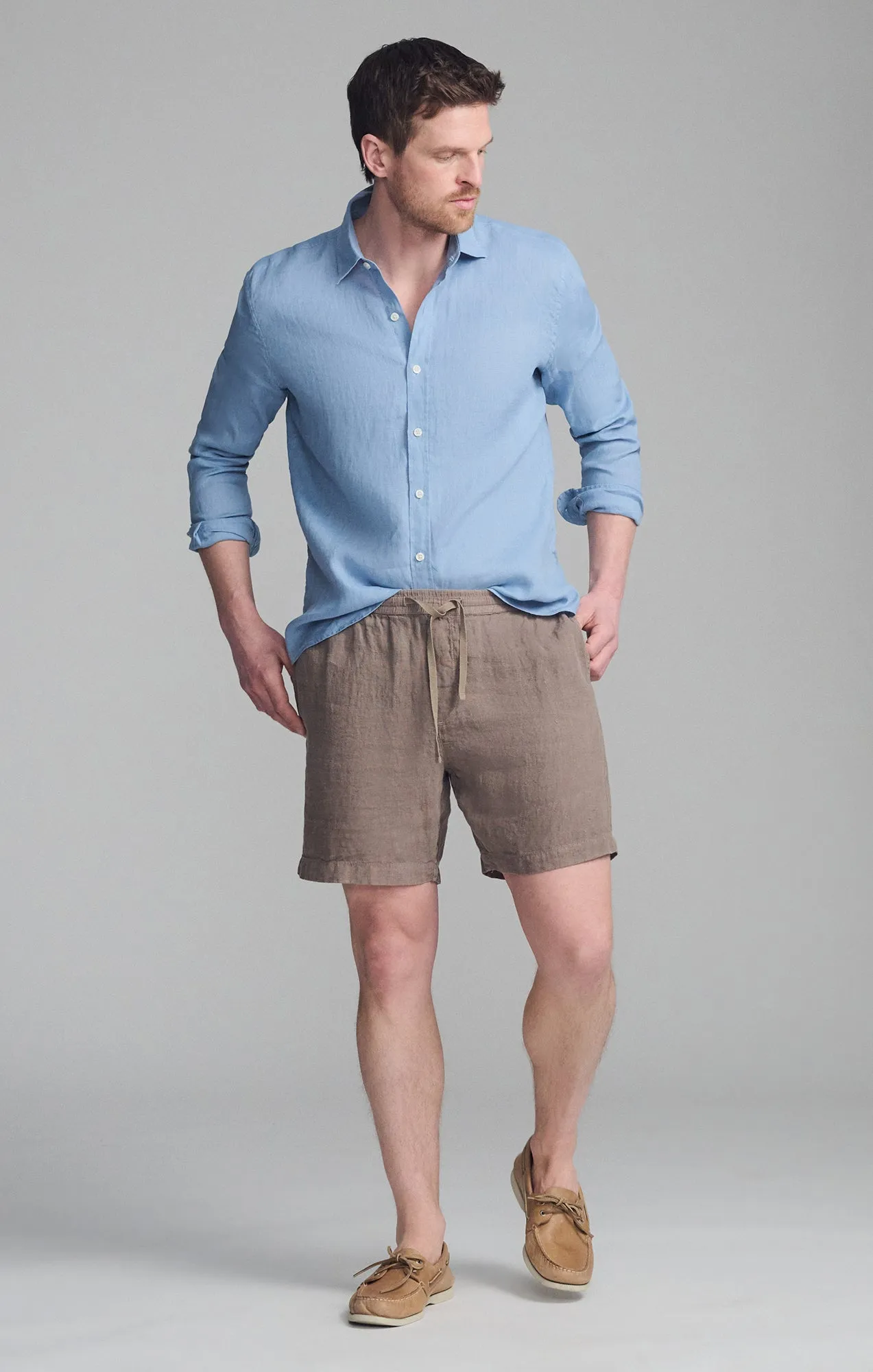 LINEN LONG SLEEVE BUTTON-UP SHIRT IN FADED DENIM sold by Mavi product image thumbnail 3