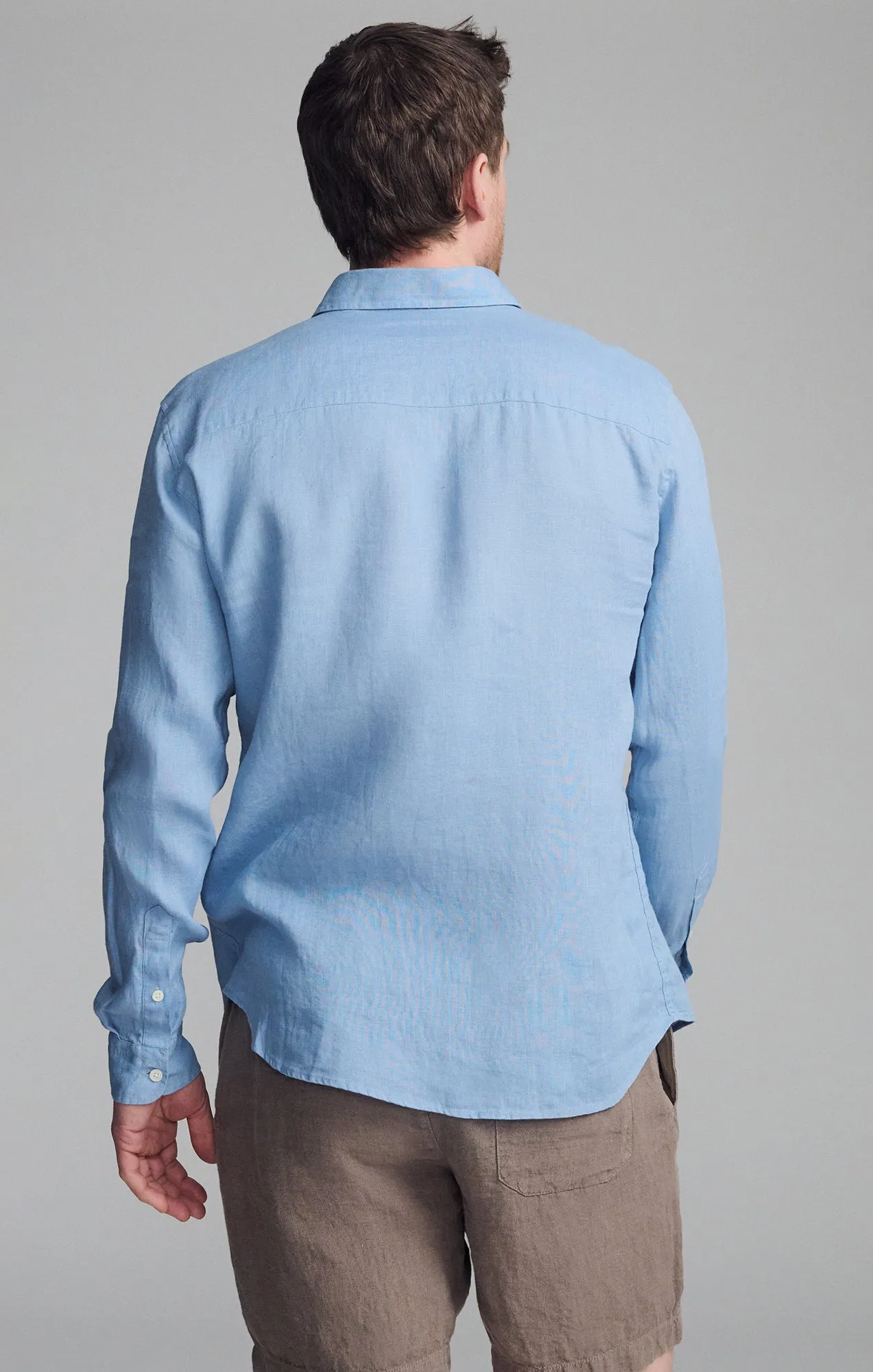 LINEN LONG SLEEVE BUTTON-UP SHIRT IN FADED DENIM sold by Mavi product image thumbnail 5