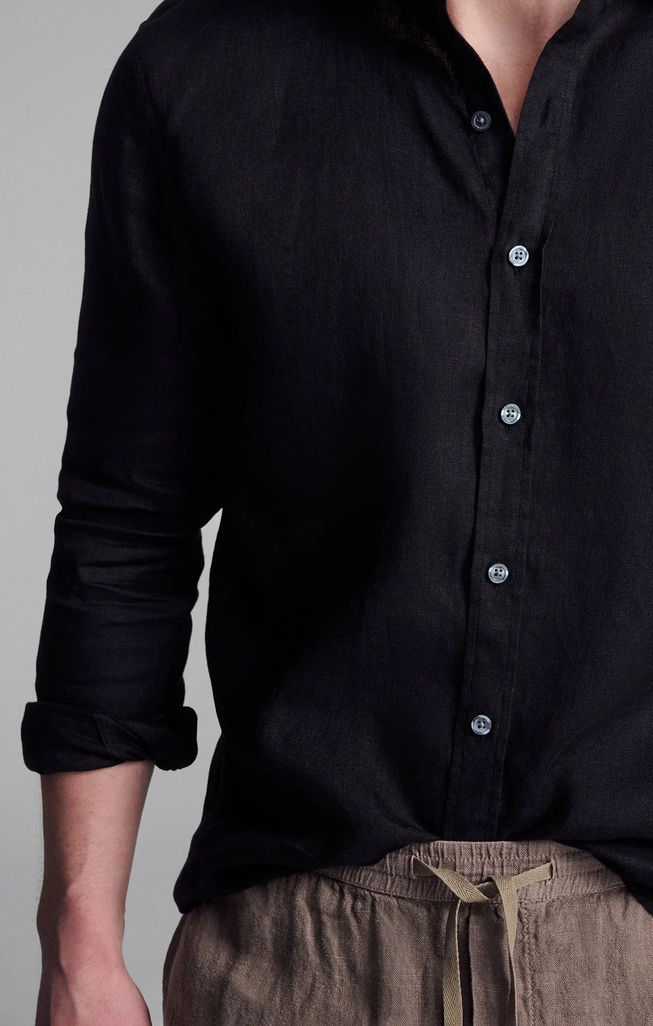 LINEN LONG SLEEVE BUTTON-UP SHIRT IN BLACK sold by Mavi product image thumbnail 2