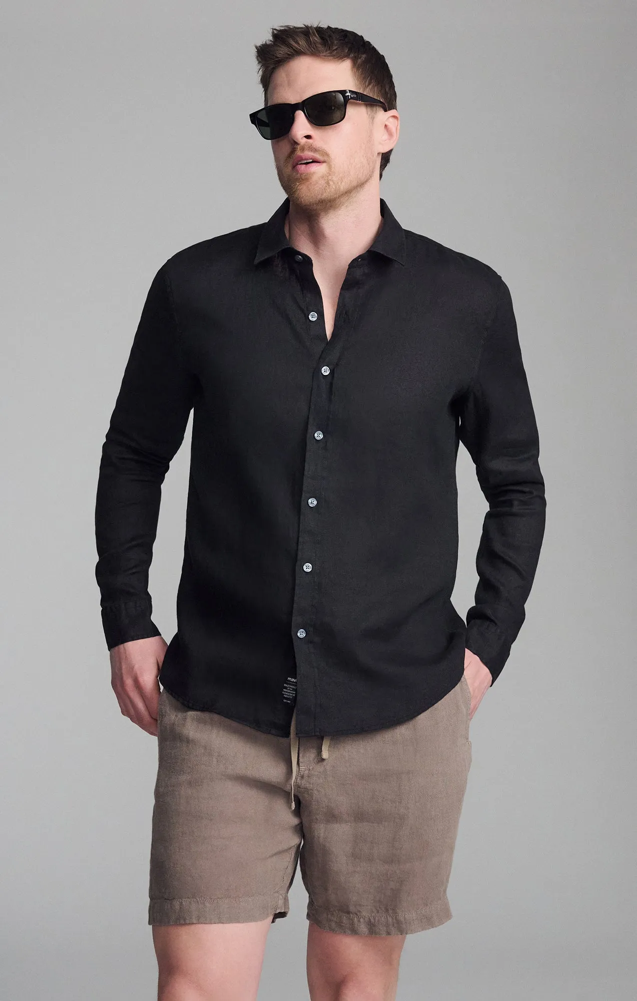 LINEN LONG SLEEVE BUTTON-UP SHIRT IN BLACK sold by Mavi product image thumbnail 3