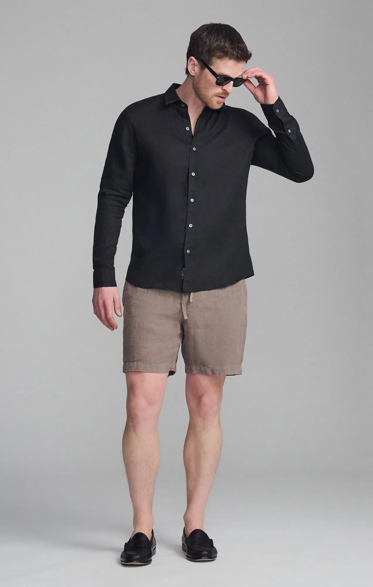 LINEN LONG SLEEVE BUTTON-UP SHIRT IN BLACK sold by Mavi product image thumbnail 4