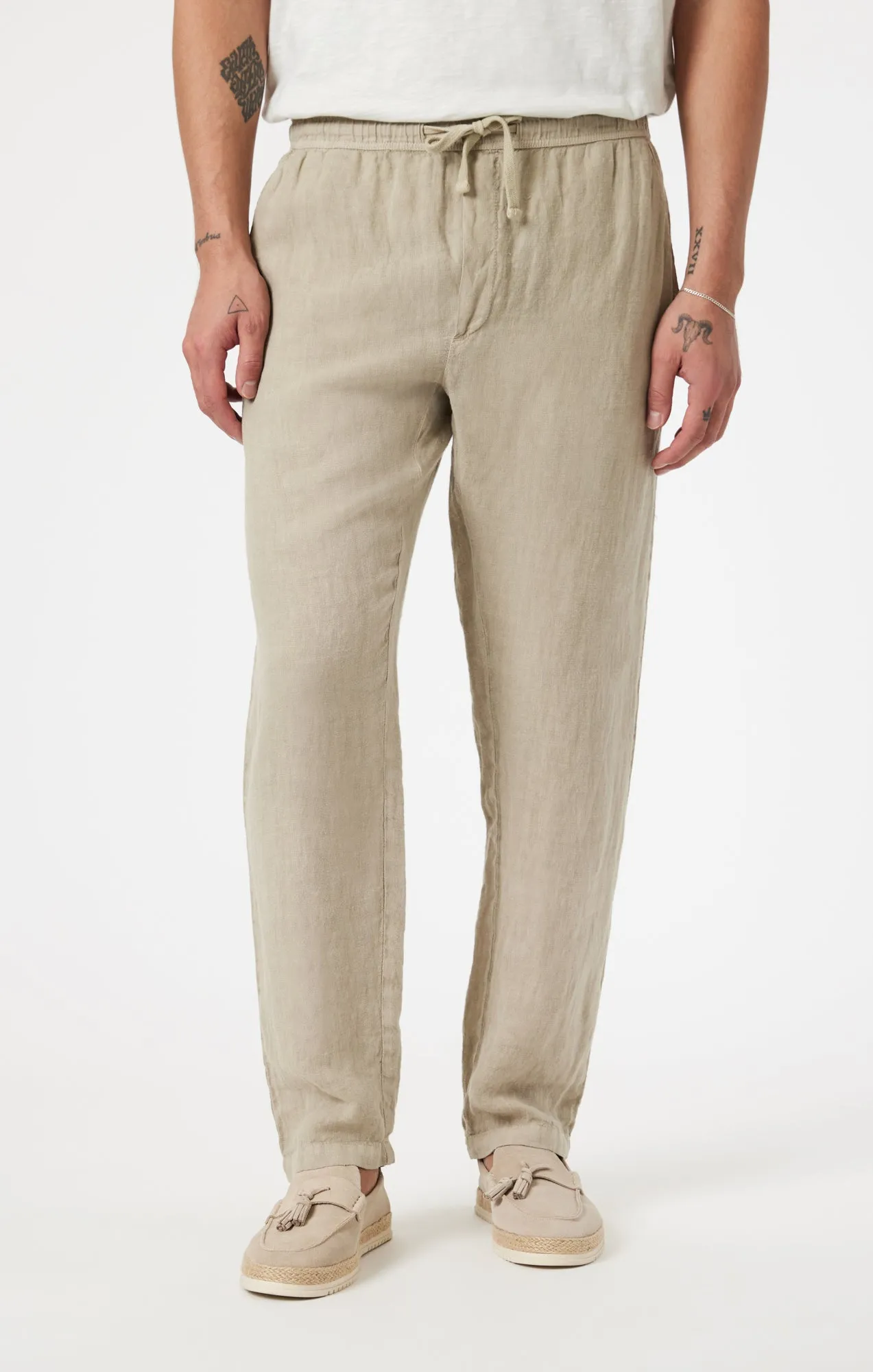 DRAWSTRING LINEN PANTS IN FEATHER GRAY sold by Mavi product image thumbnail 3