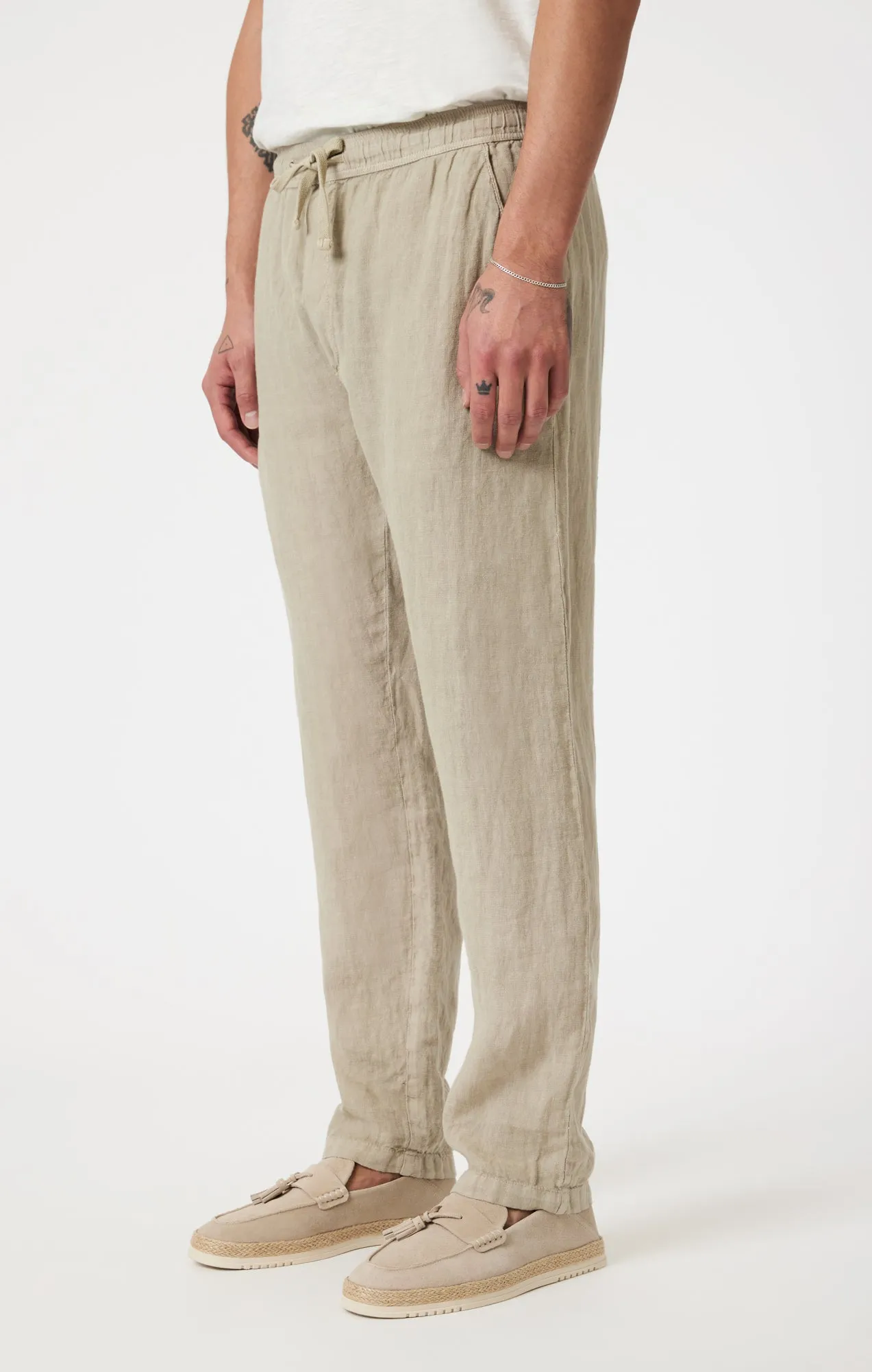 DRAWSTRING LINEN PANTS IN FEATHER GRAY sold by Mavi product image thumbnail 4