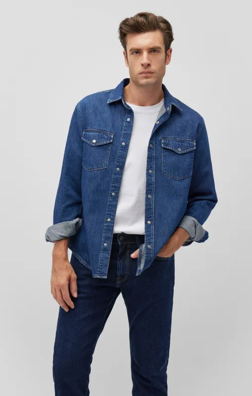 TED DENIM SHIRT IN DARK BRUSHED DENIM sold by Mavi