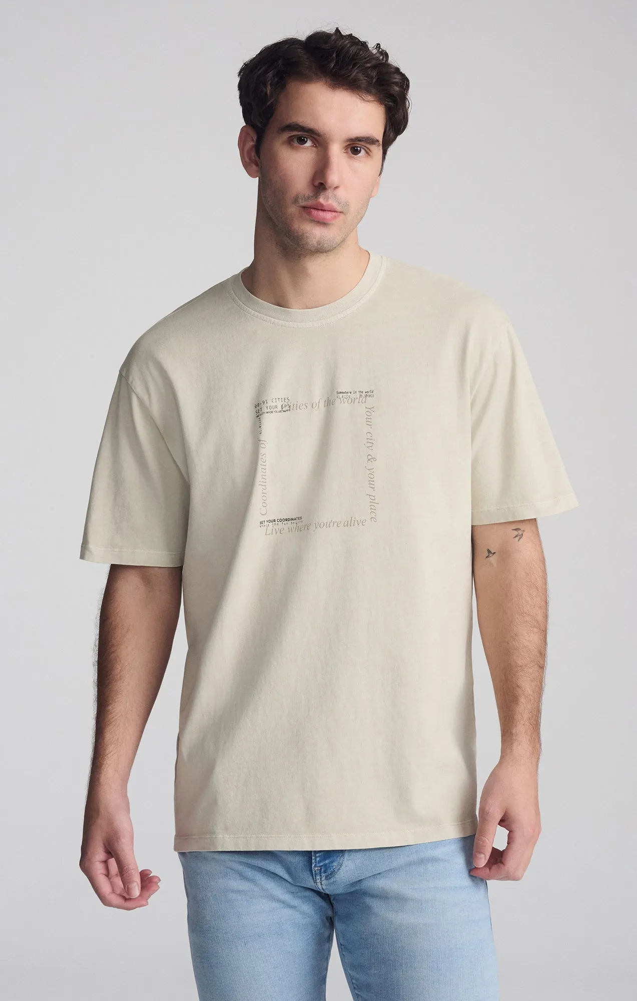 GRAPHIC CREW NECK T-SHIRT IN PELICAN sold by Mavi