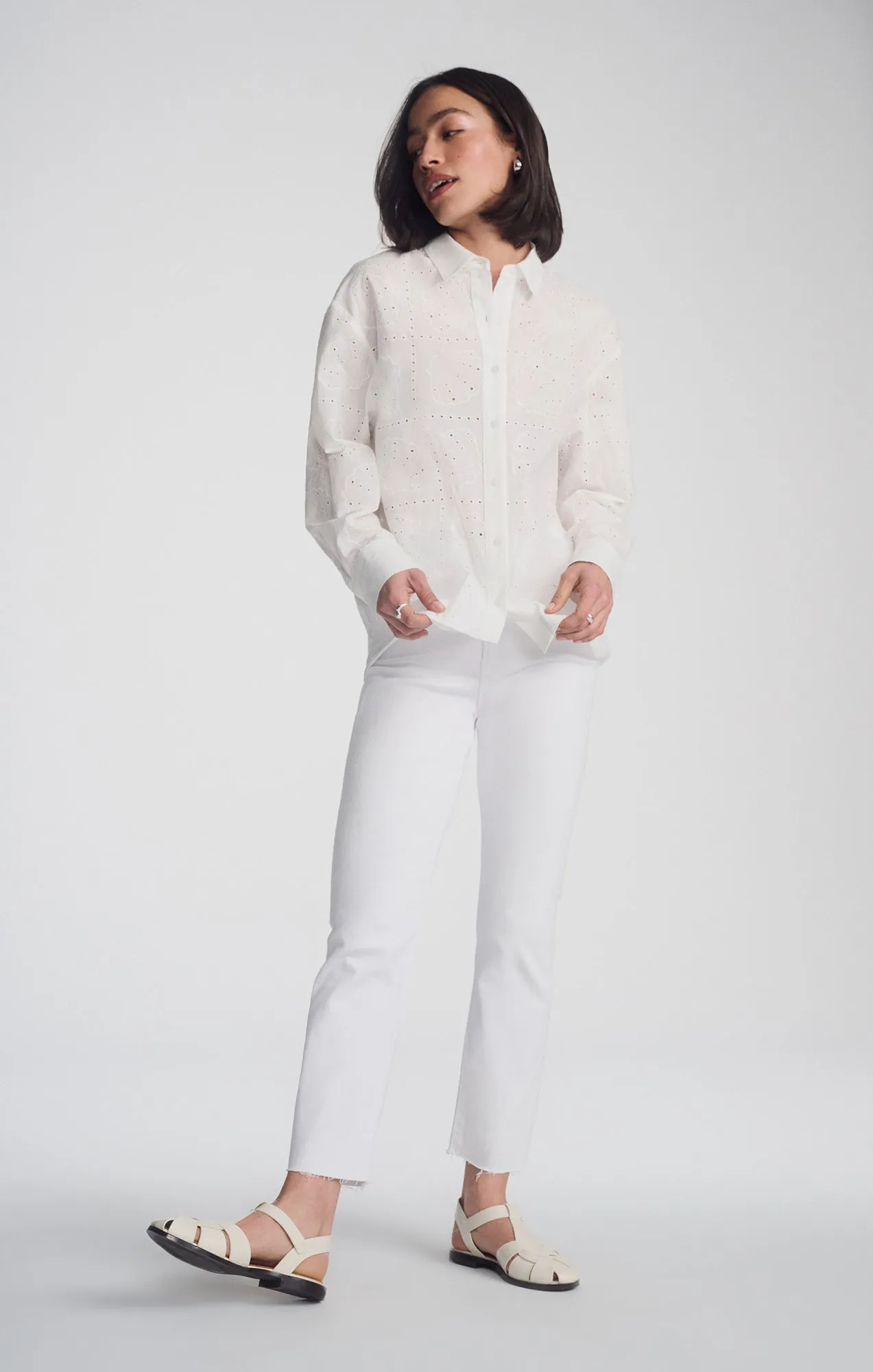 EYELET BUTTON-UP SHIRT IN WHITE sold by Mavi product image thumbnail 2
