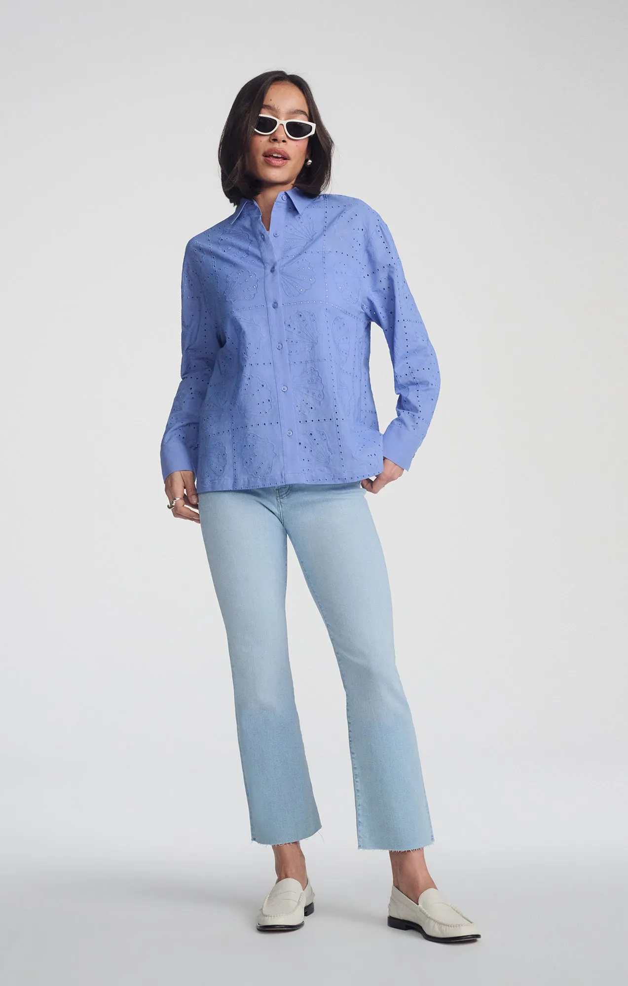EYELET BUTTON-UP SHIRT IN PERSIAN JEWEL sold by Mavi product image thumbnail 2