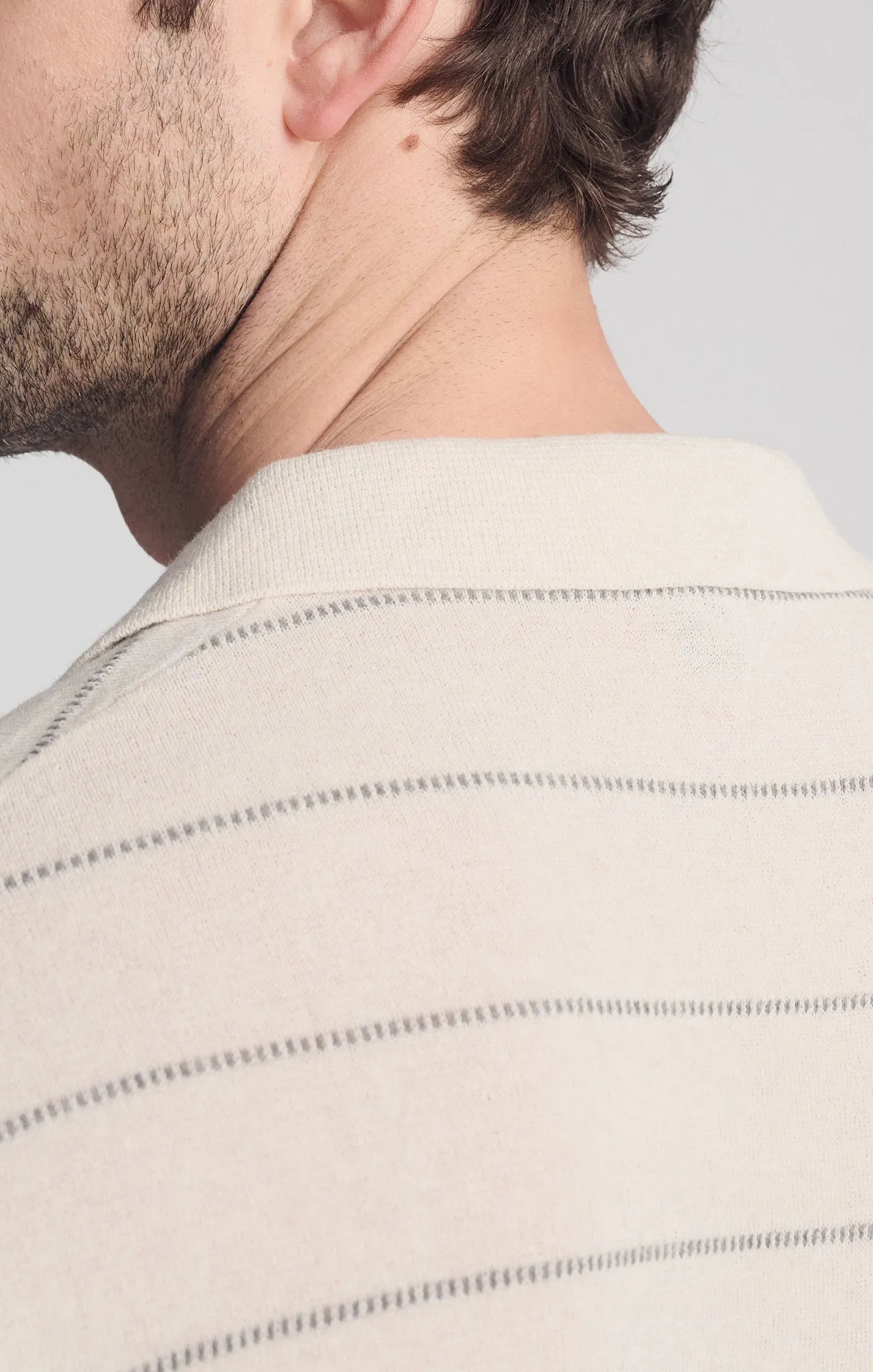 POLO COLLAR SHORT SLEEVE SWEATER IN ANTIQUE WHITE sold by Mavi product image thumbnail 3