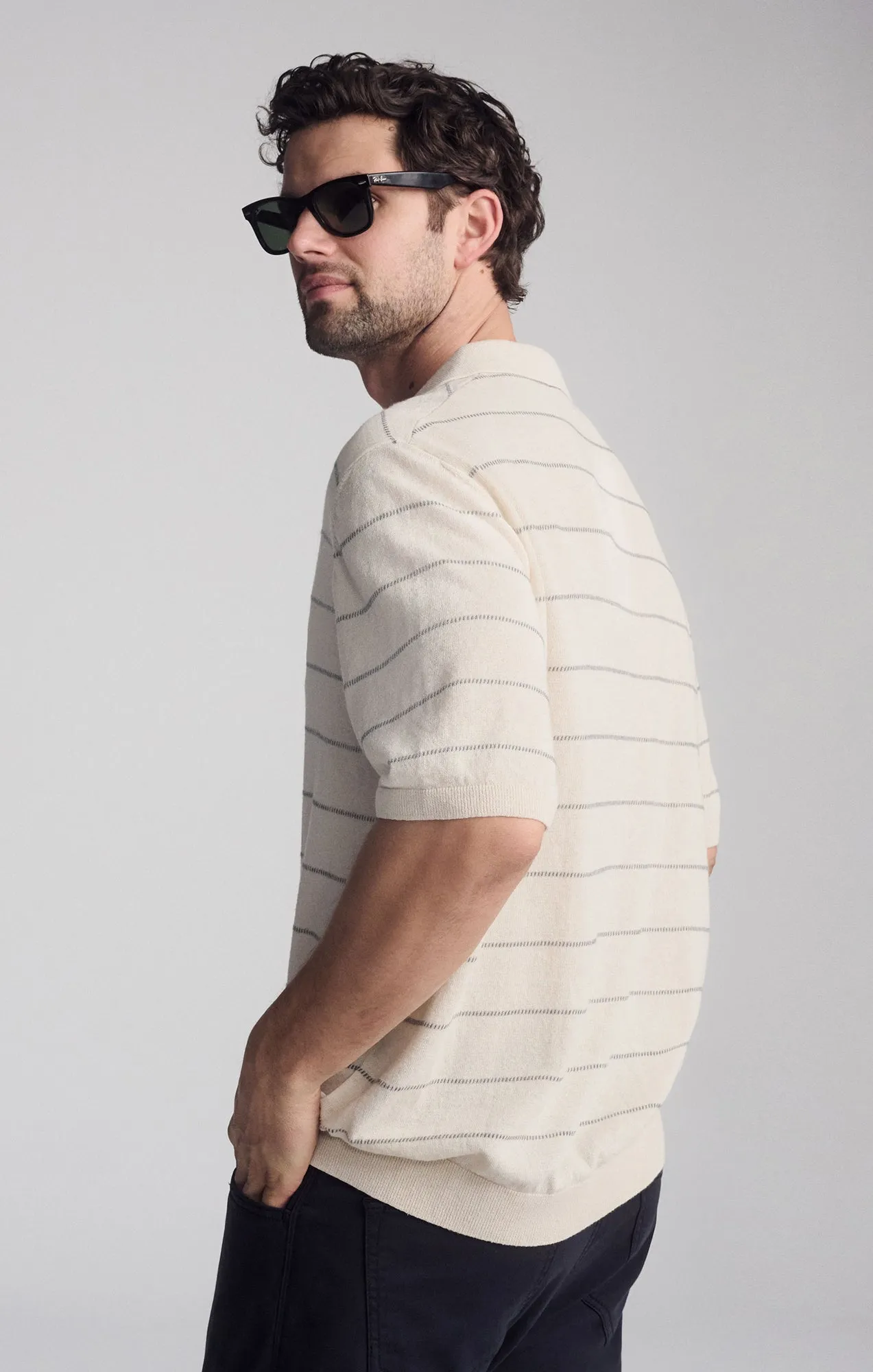 POLO COLLAR SHORT SLEEVE SWEATER IN ANTIQUE WHITE sold by Mavi product image thumbnail 5