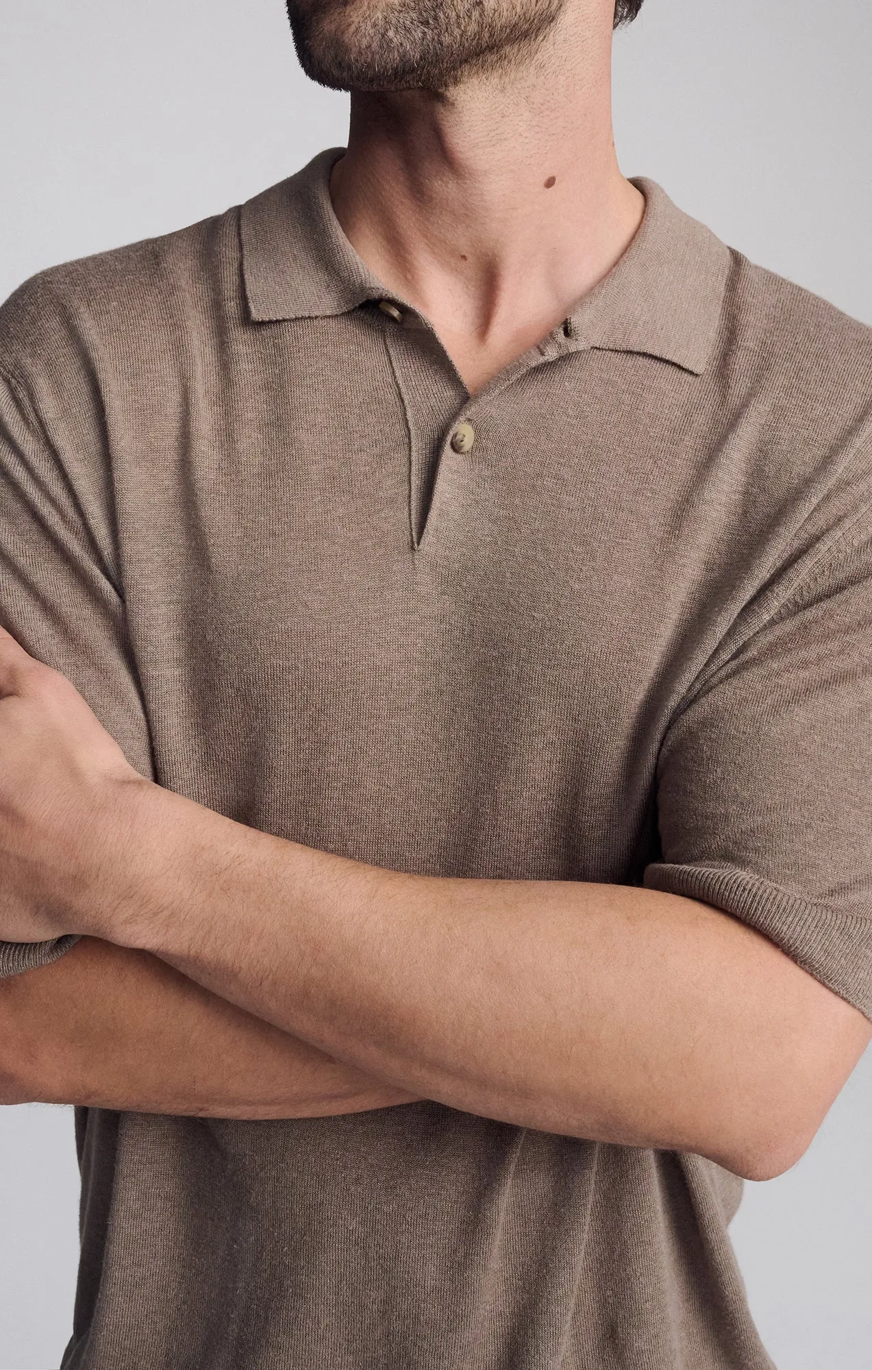 SHORT SLEEVE POLO SWEATER IN BRINDLE sold by Mavi product image thumbnail 3