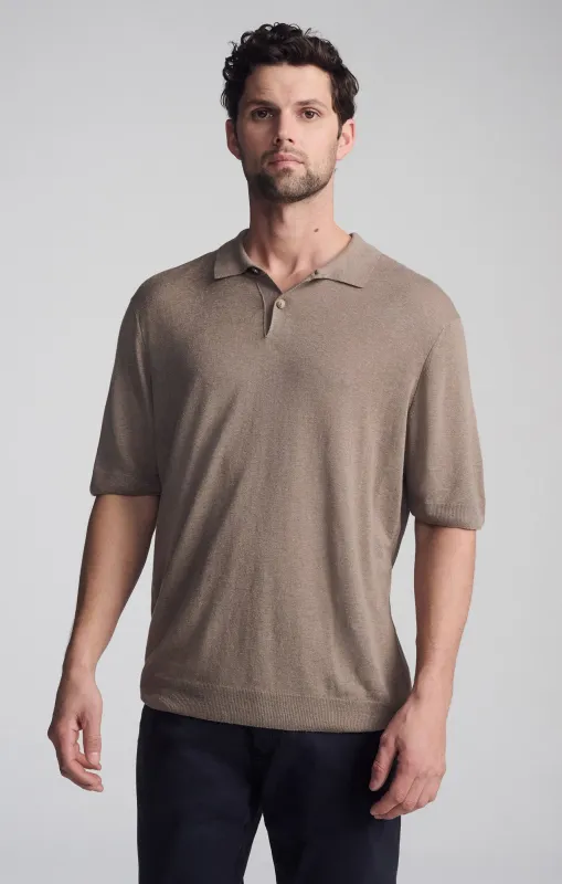 SHORT SLEEVE POLO SWEATER IN BRINDLE sold by Mavi