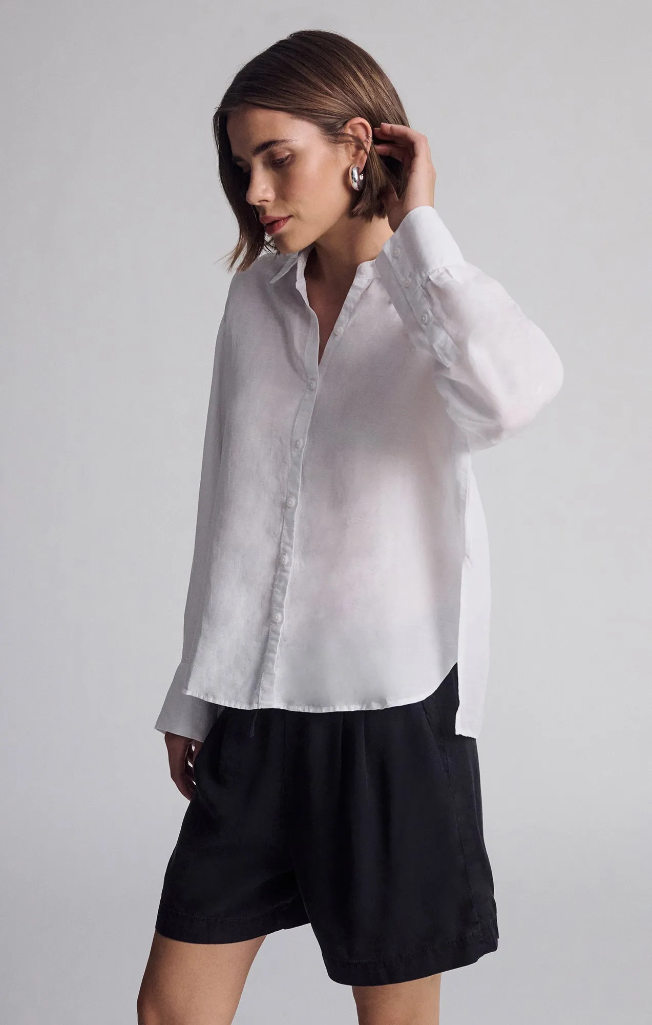 LONG SLEEVE TENCEL™ SHIRT IN WHITE sold by Mavi product image thumbnail 3