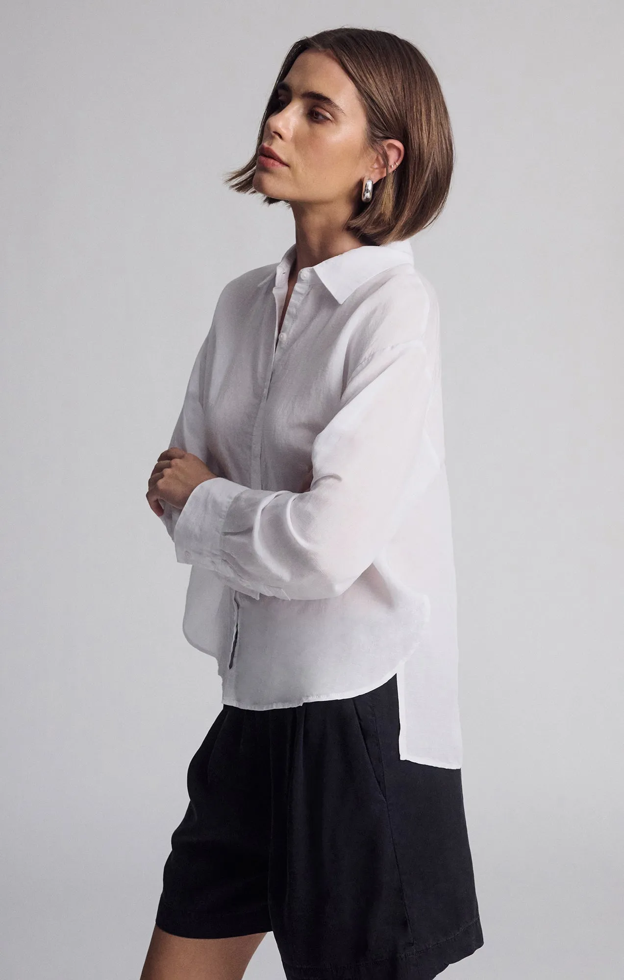 LONG SLEEVE TENCEL™ SHIRT IN WHITE sold by Mavi product image thumbnail 5