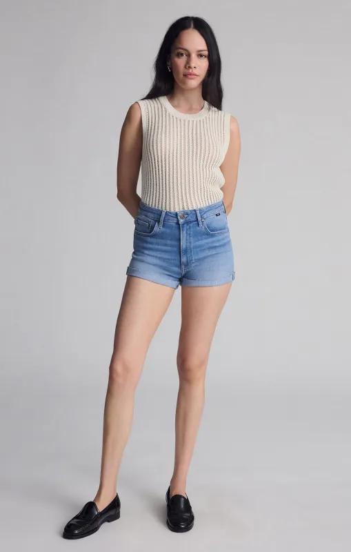 VIVIA CUFFED SHORTS IN LIGHT FLEX BLUE sold by Mavi