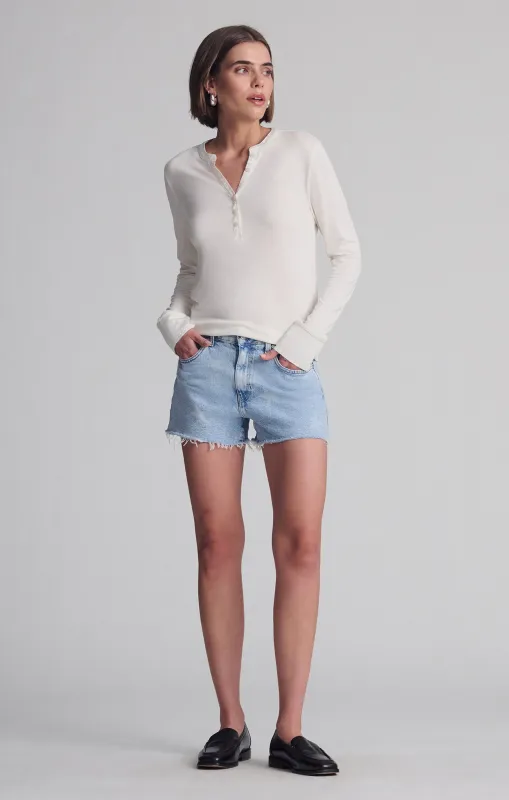 LONG SLEEVE BUTTON T-SHIRT IN COCONUT MILK sold by Mavi