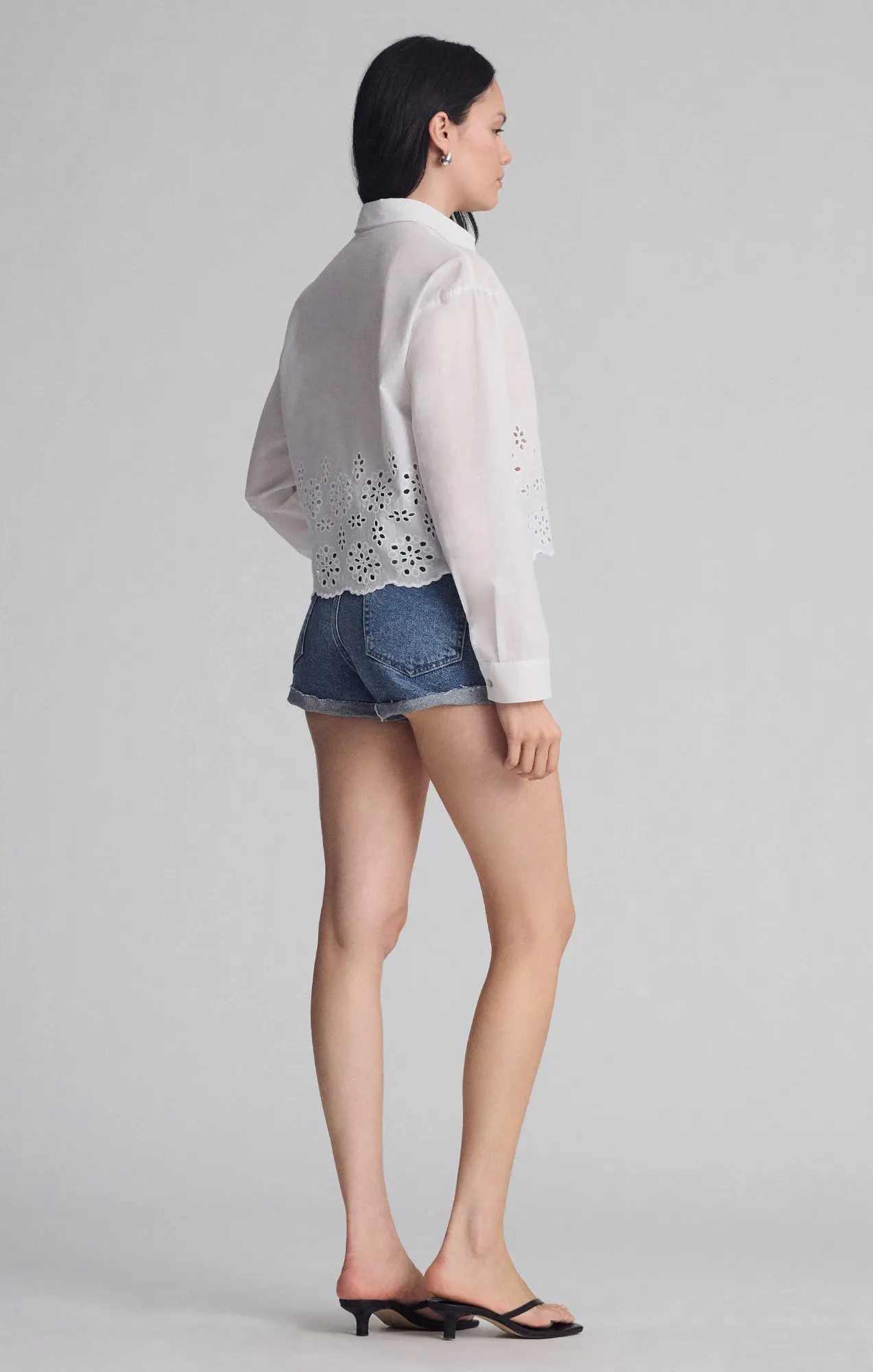 CROPPED EYELET EMBROIDERY SHIRT IN WHITE sold by Mavi product image thumbnail 3