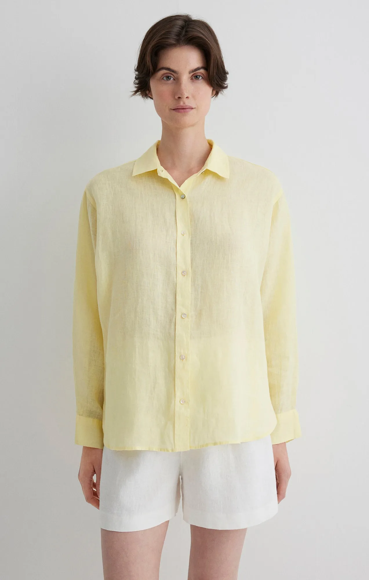 LINEN BUTTON-UP SHIRT IN PASTEL YELLOW sold by Mavi product image thumbnail 2