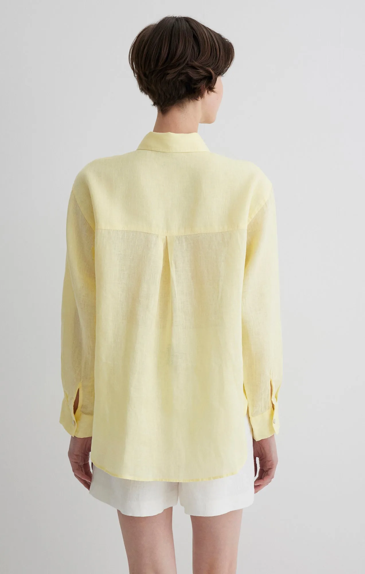 LINEN BUTTON-UP SHIRT IN PASTEL YELLOW sold by Mavi product image thumbnail 3