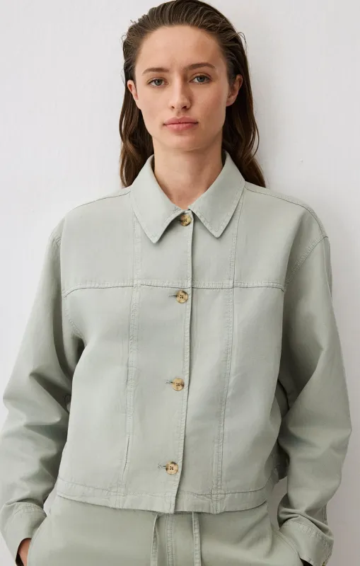 CROPPED TENCEL™ OVERSHIRT IN ABBEY STONE sold by Mavi