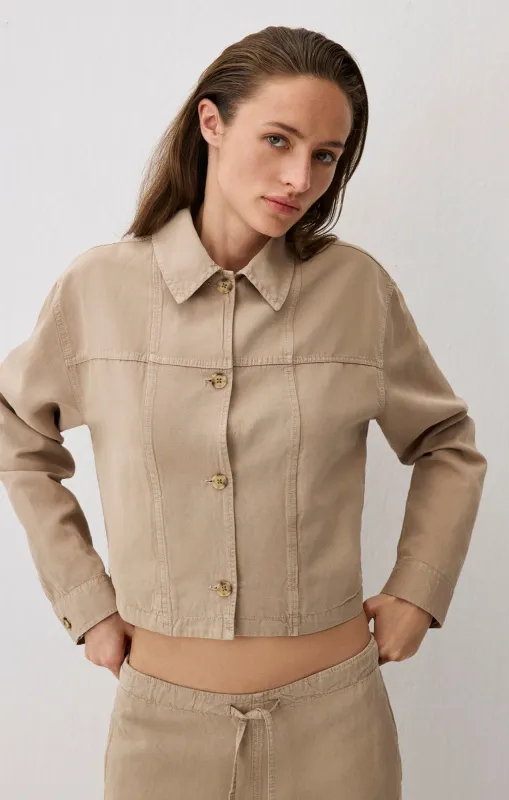 CROPPED TENCEL™ OVERSHIRT IN CHINCHILLA sold by Mavi