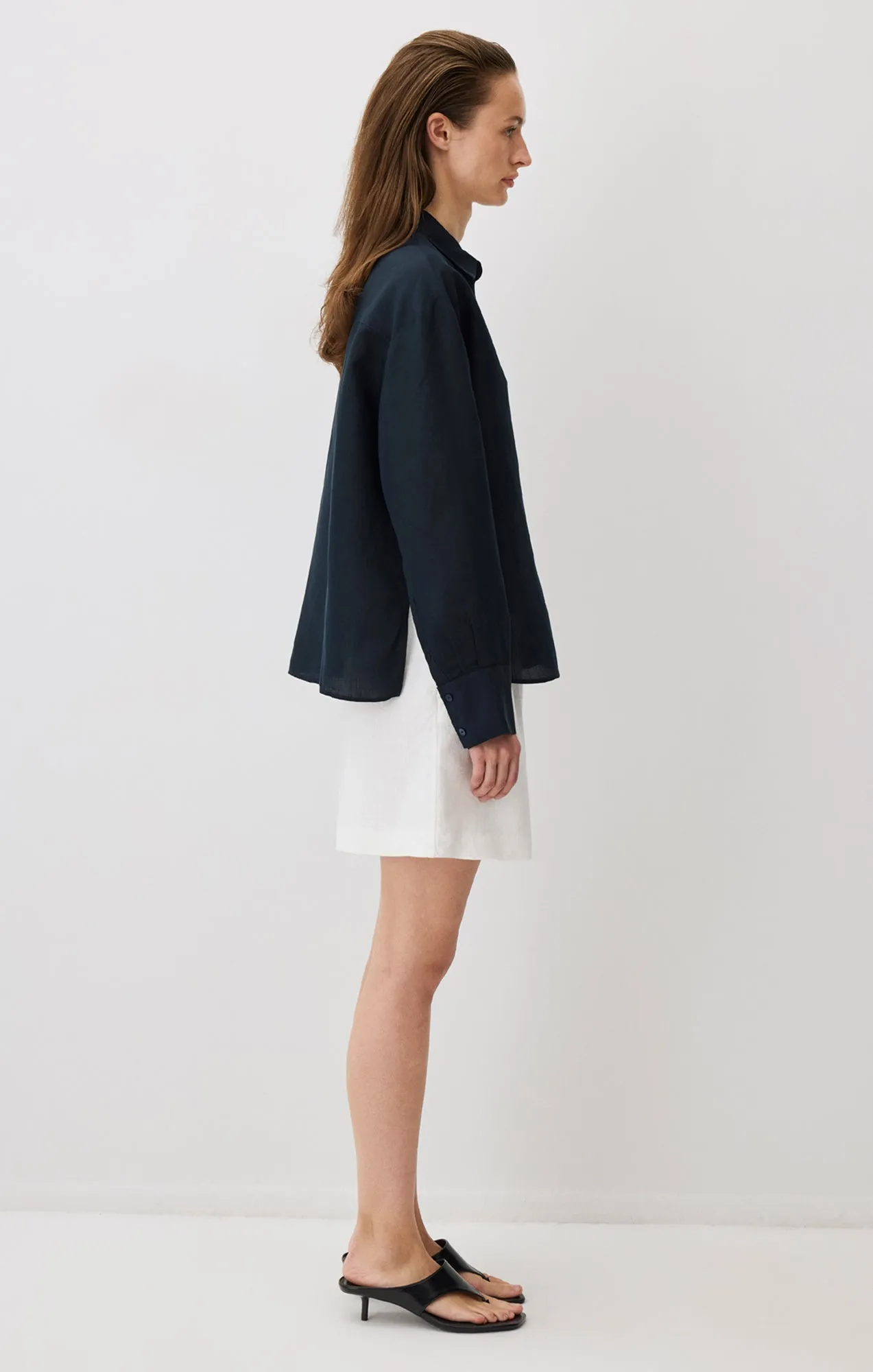 LONG SLEEVE TENCEL™ SHIRT IN BLACK IRIS sold by Mavi product image thumbnail 3