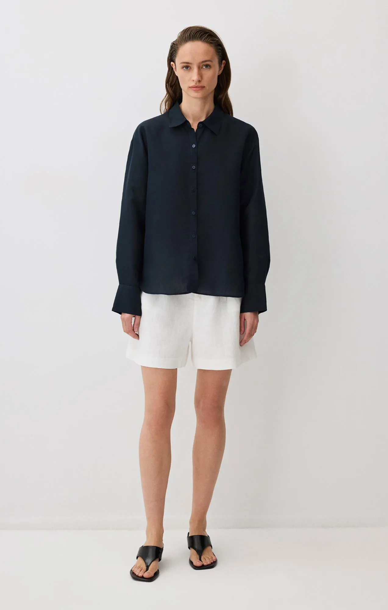 LONG SLEEVE TENCEL™ SHIRT IN BLACK IRIS sold by Mavi product image thumbnail 4