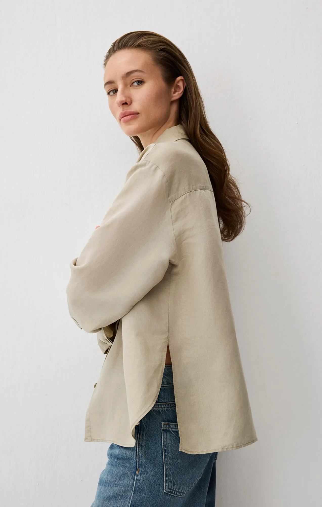 LONG SLEEVE TENCEL™ SHIRT IN ABBEY STONE sold by Mavi product image thumbnail 2