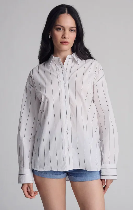 BREEZY BUTTON-UP SHIRT IN BLACK STRIPED sold by Mavi