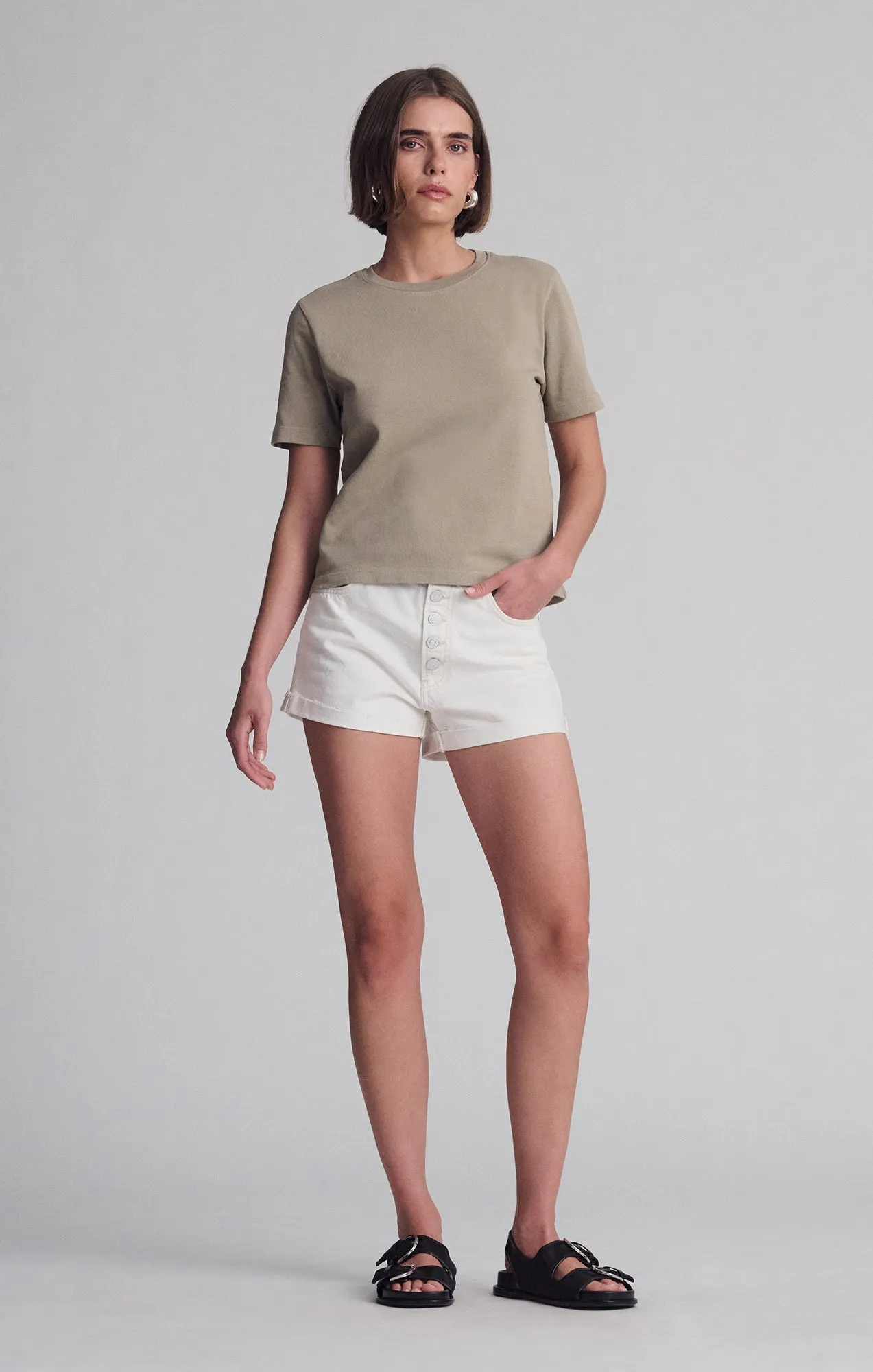 SHORT SLEEVE CREW NECK T-SHIRT IN CHINCHILLA sold by Mavi product image thumbnail 3