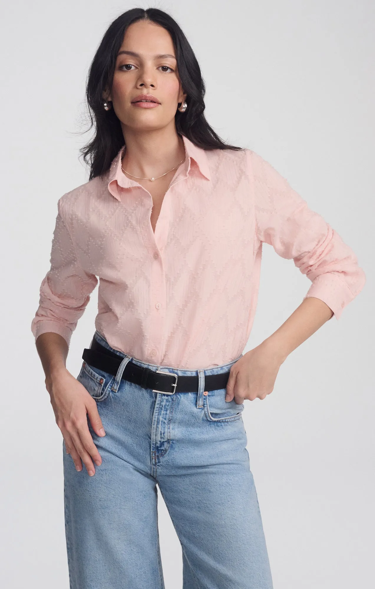 SHEER TEXTURED BUTTON-UP SHIRT IN PEACHSKIN sold by Mavi