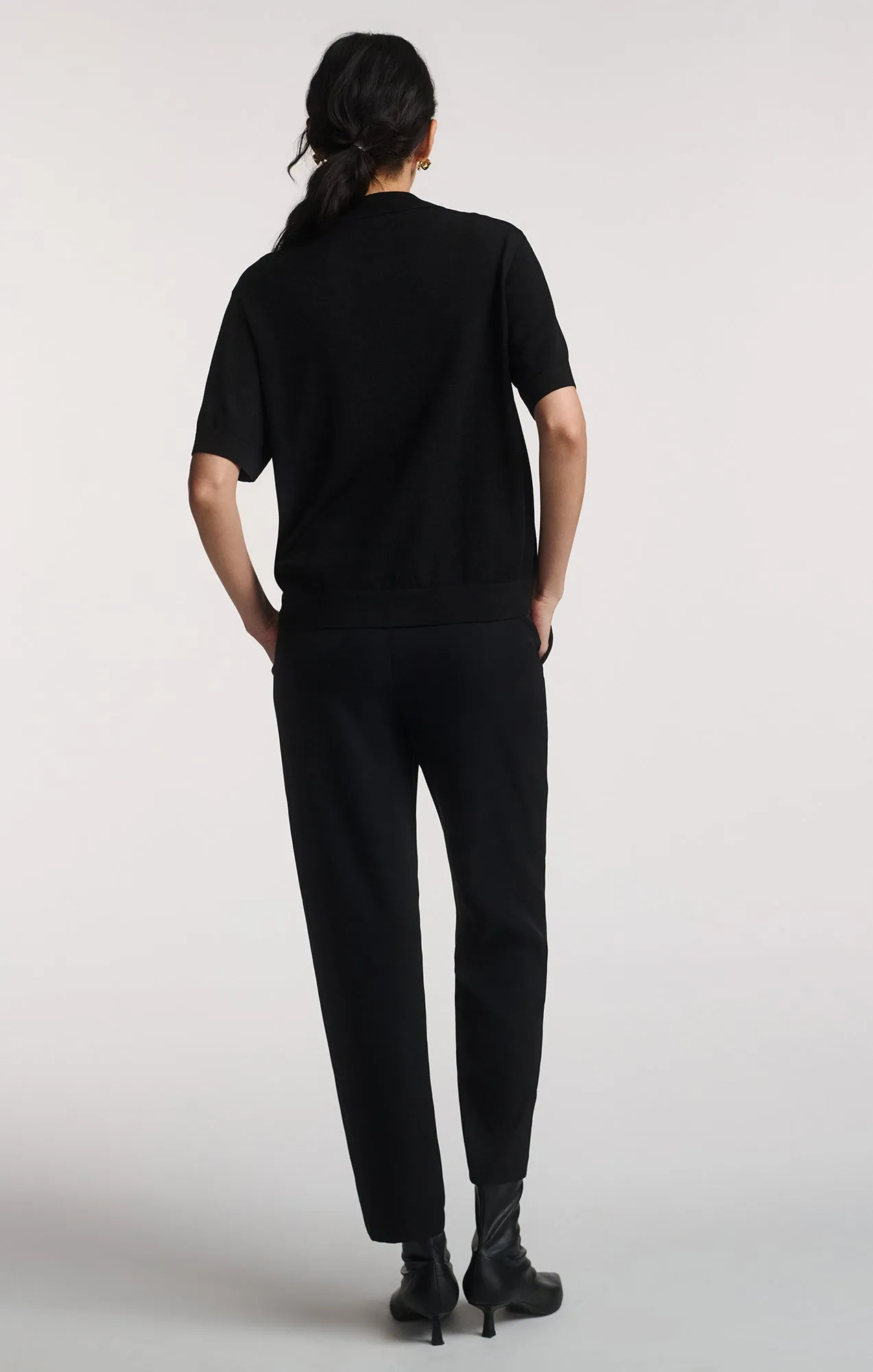 SHORT SLEEVE POLO CARDIGAN IN BLACK sold by Mavi product image thumbnail 4
