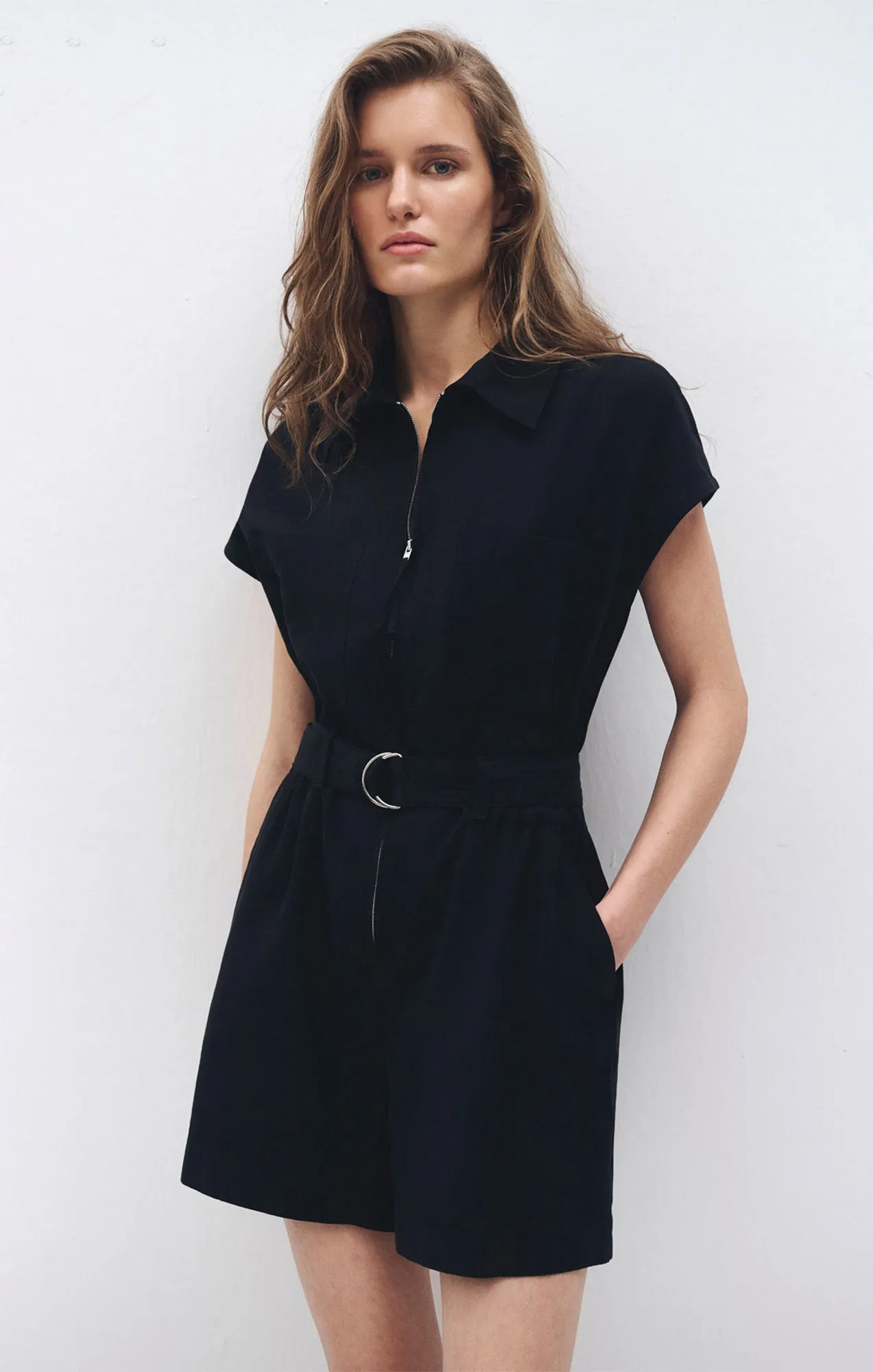 ZIP-UP ROMPER IN BLACK sold by Mavi