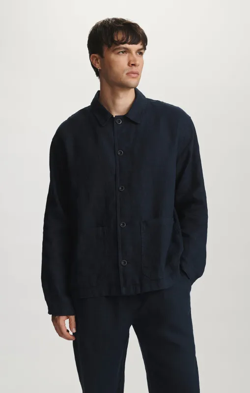 LINEN DOUBLE POCKET BUTTON-UP SHIRT IN DARK SAPPHIRE sold by Mavi
