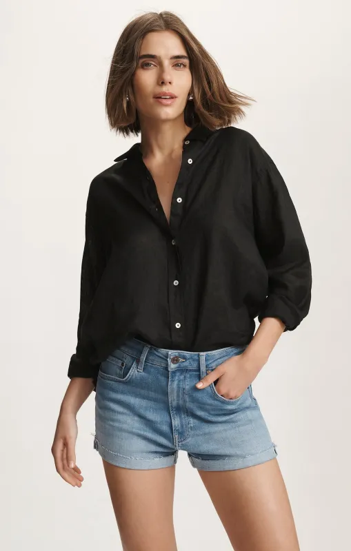 LINEN BUTTON-UP SHIRT IN BLACK sold by Mavi