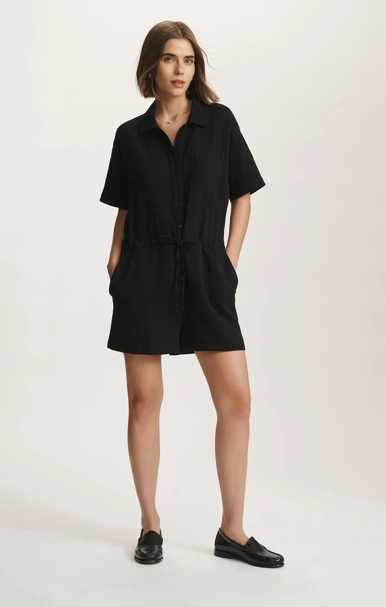 CINCHED WAIST ROMPER IN BLACK sold by Mavi product image thumbnail 2