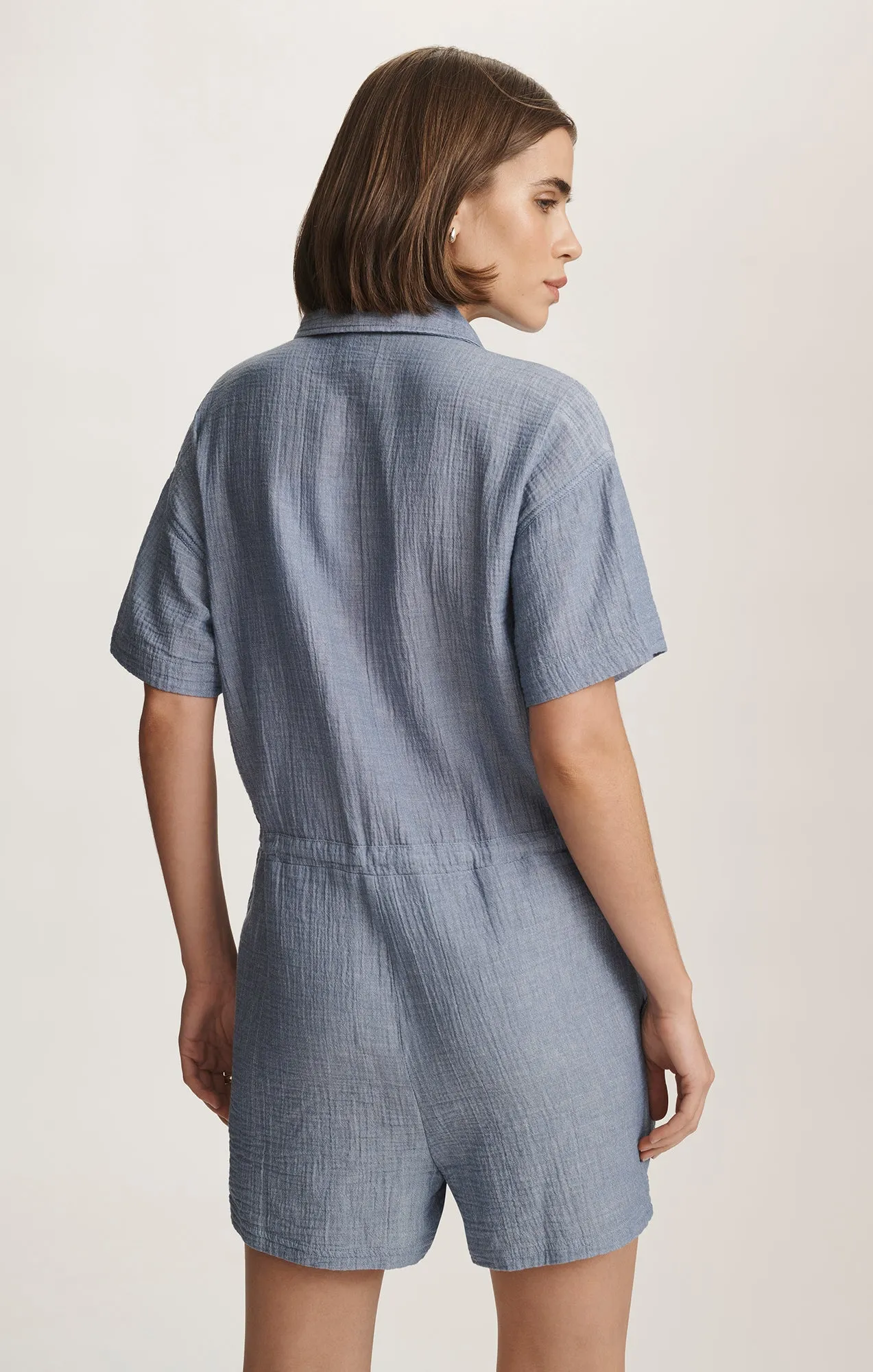 CINCHED WAIST ROMPER IN LIGHT CHAMBRY sold by Mavi product image thumbnail 3