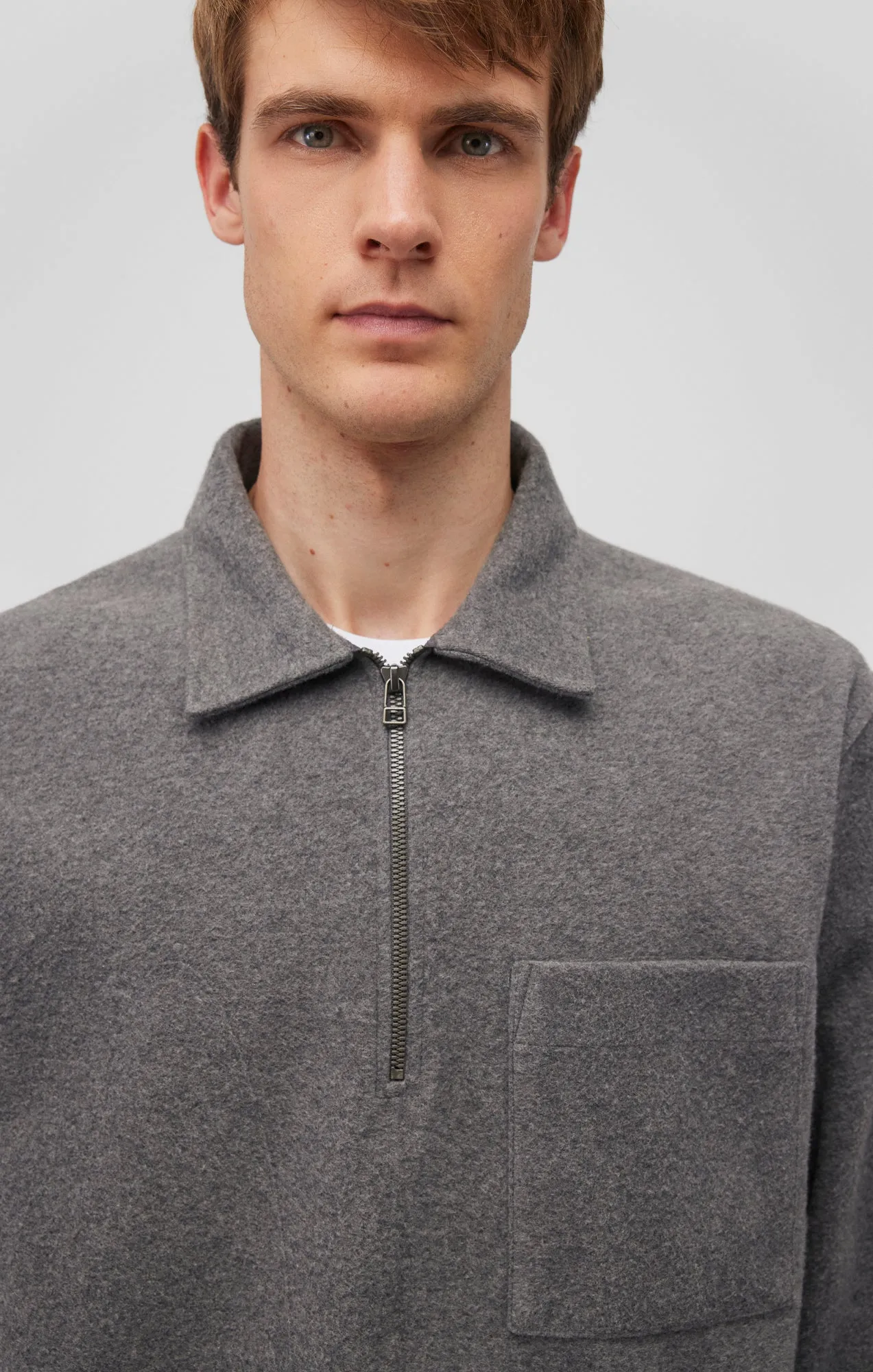 QUARTER ZIP POCKET SWEATSHIRT IN GREY MELANGE sold by Mavi product image thumbnail 5