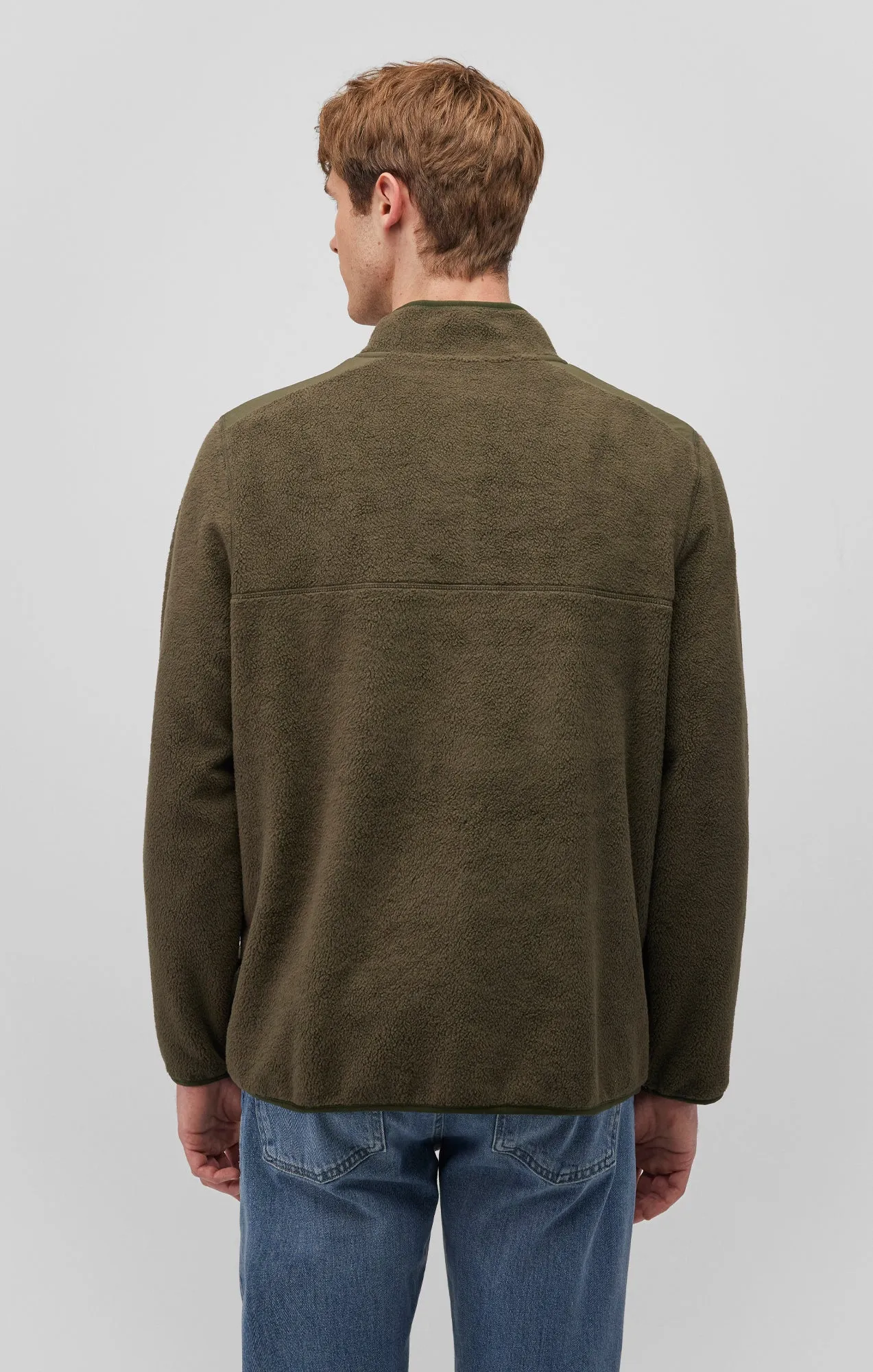 FLEECE BUTTON PULLOVER IN OLIVE NIGHT sold by Mavi product image thumbnail 4
