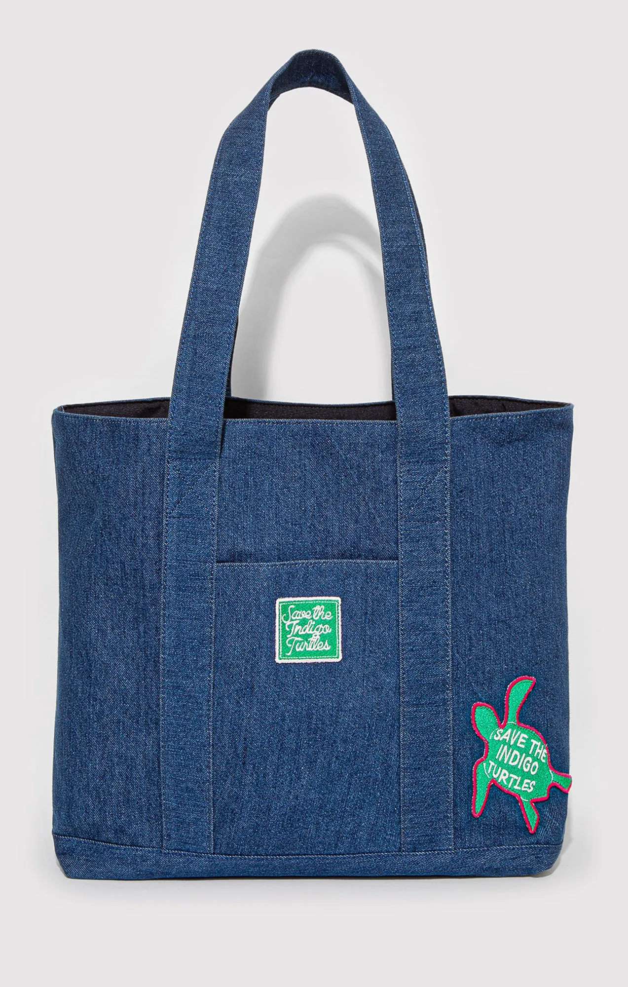 INDIGO TURTLES DENIM TOTE BAG IN LIGHT BLUE sold by Mavi