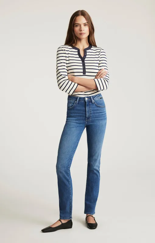 KENDRA STRAIGHT LEG IN MID BRUSHED FLEX BLUE sold by Mavi