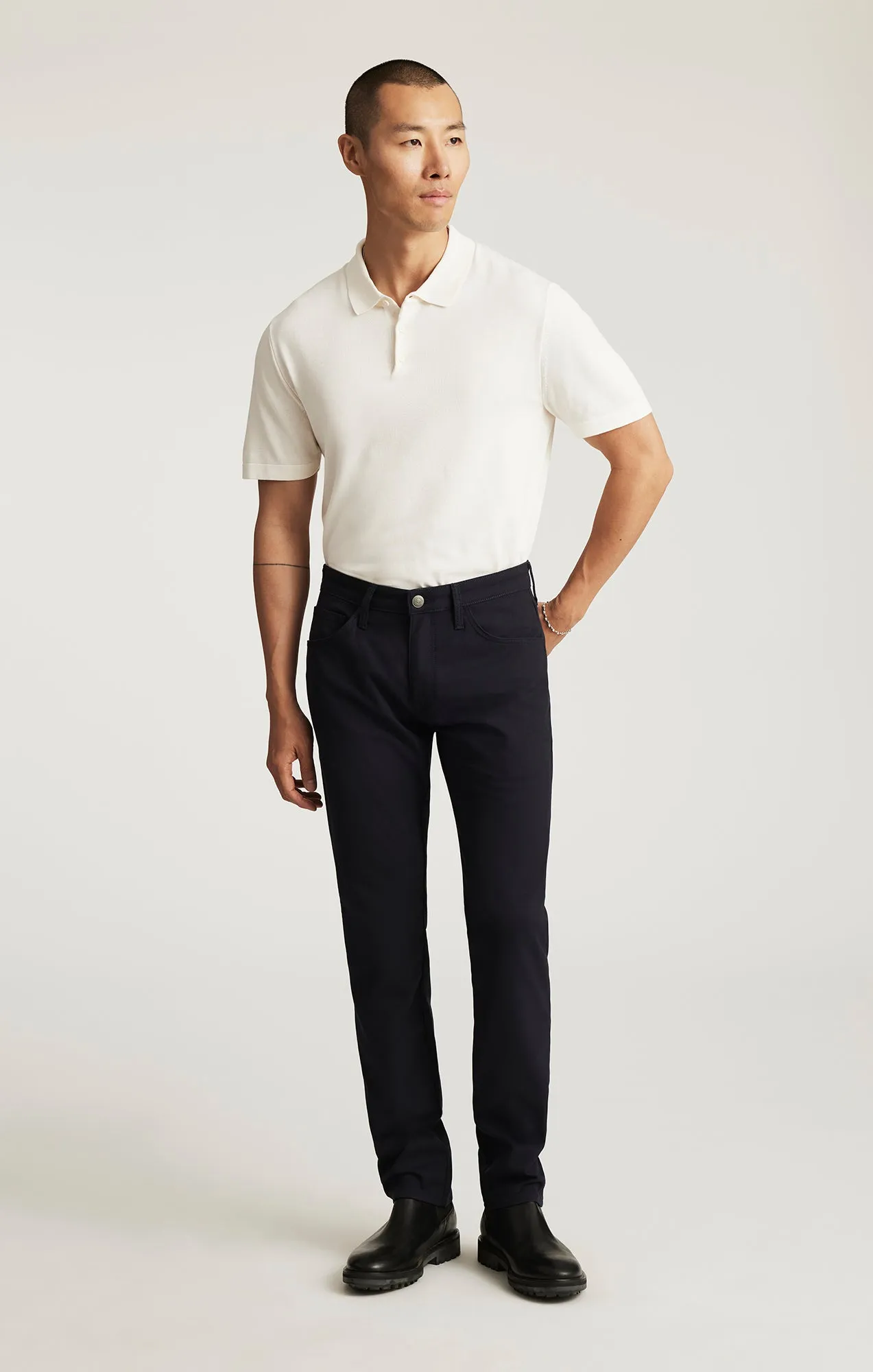 MARCUS SLIM STRAIGHT LEG IN NAVY FEATHER TWEED sold by Mavi