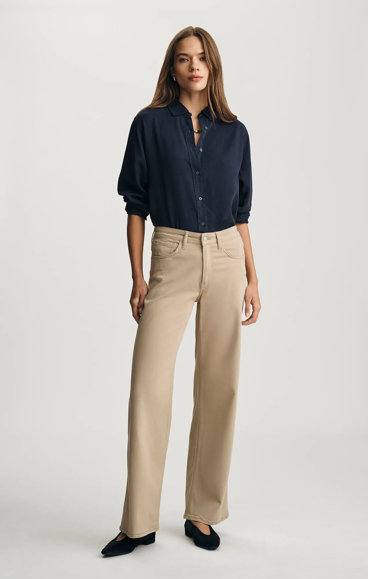 ALENA WIDE LEG IN FRENCH BEIGE SATEEN sold by Mavi