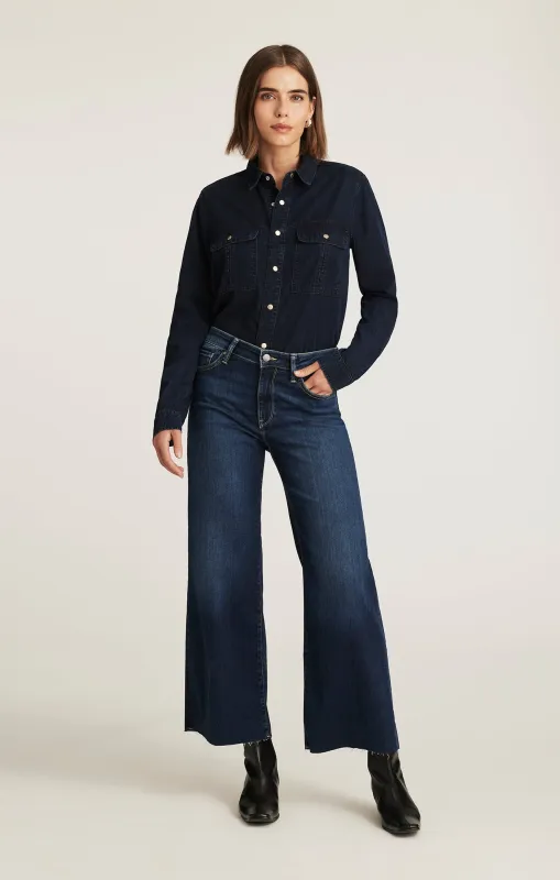 PALOMA WIDE LEG IN DARK BLUE FEATHER LUXE sold by Mavi
